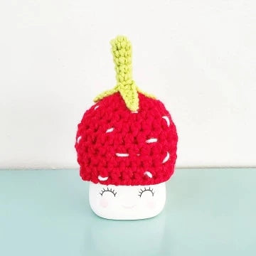 Strawberry Lemonade Marshmallow Mug Hat Summer Decor Farmhouse Kitchen Tiered Tray Decor Crochet Hat