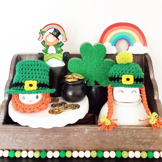St. Patrick's Day Marshmallow Mug Hat Leprechaun Farmhouse Kitchen Tiered Tray Decor