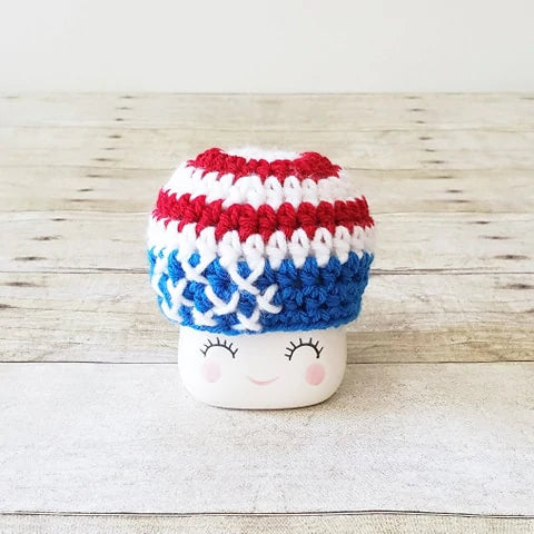 4th Of July American Flag Camo Marshmallow Mug Hat Patriotic Farmhouse Kitchen Tiered Tray Decor Crochet Hat
