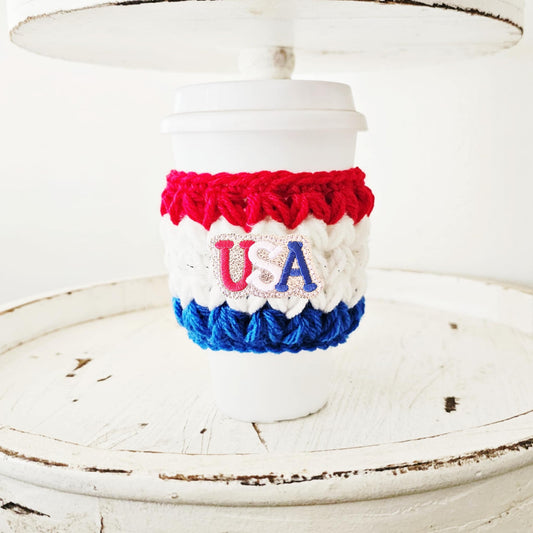 4th Of July Crochet Cup Cozy Bottle Cozy Coffee Cup Sleeve