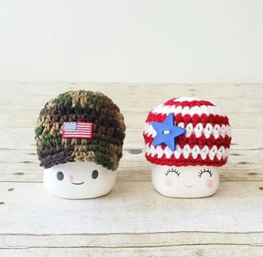 4th Of July American Flag Camo Marshmallow Mug Hat Patriotic Farmhouse Kitchen Tiered Tray Decor Crochet Hat