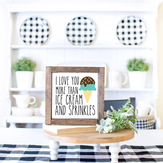 Ice Cream Wood Sign Summer Farmhouse Kitchen Tiered Tray Decor