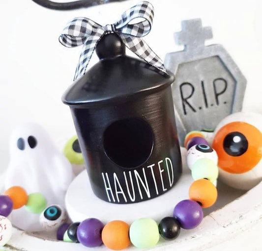 Haunted House Halloween Mini Birdhouse Rae Dunn Inspired Farmhouse Tiered Tray Decor