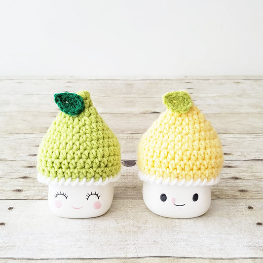 Lemon Lime Marshmallow Mug Hat Summer Decor Farmhouse Kitchen Tiered Tray Decor Crochet Hat