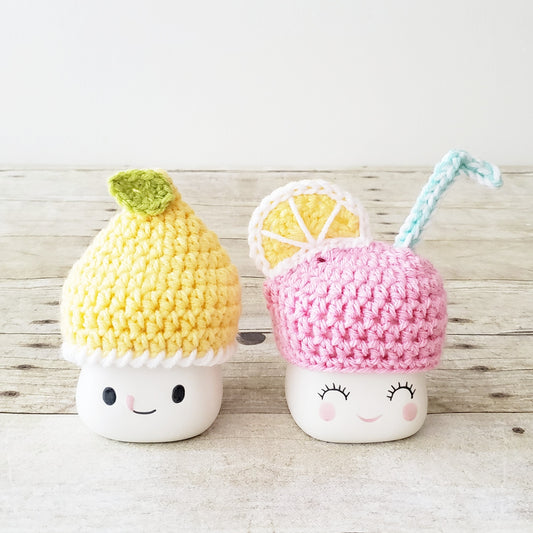 Lemonade Marshmallow Mug Hat Lemon Summer Decor Farmhouse Kitchen Tiered Tray Decor Crochet Hat