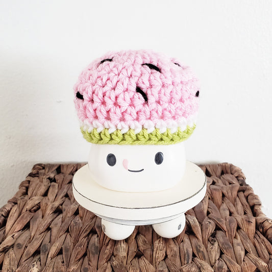 Watermelon Marshmallow Mug Hat Summer Decor Farmhouse Kitchen Tiered Tray Decor Crochet Hat