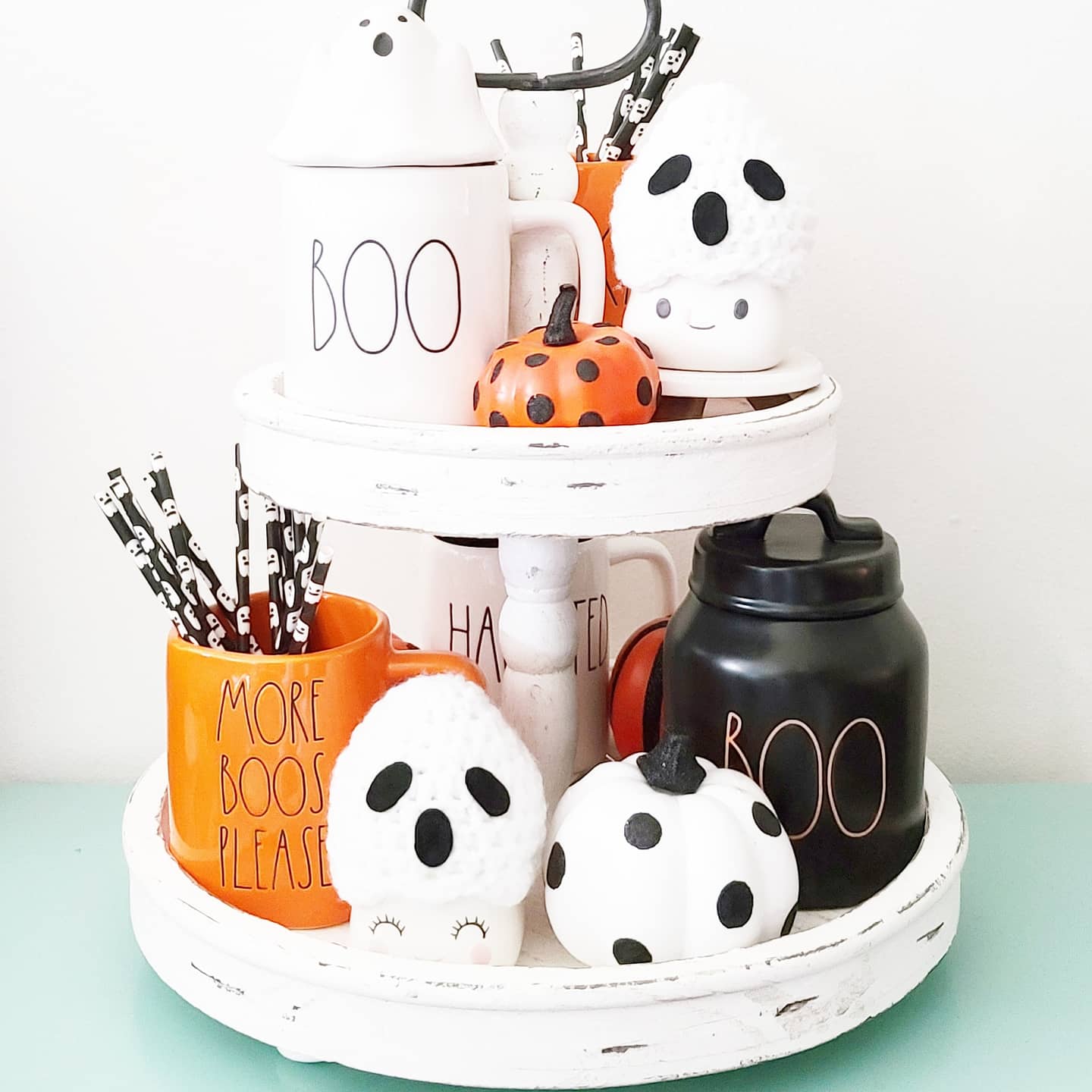 Halloween Marshmallow Mug Hat Ghost Decor Halloween Farmhouse Tiered Tray Decor