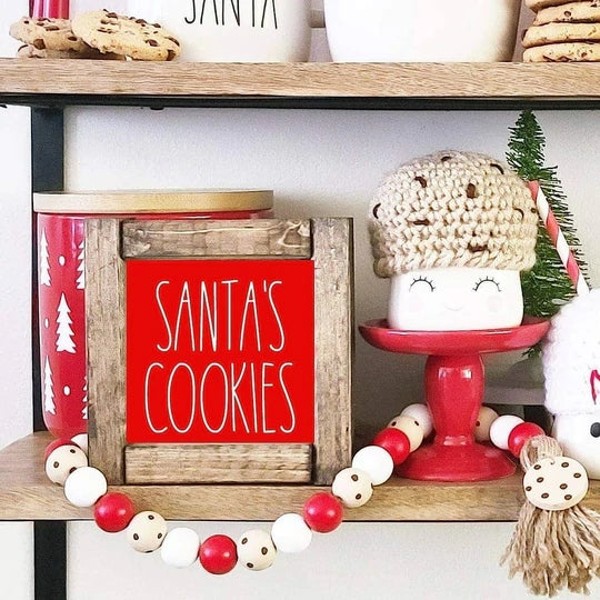 Christmas Marshmallow Mug Hat Santa Milk And Cookies Winter Farmhouse Kitchen Tiered Tray Decor