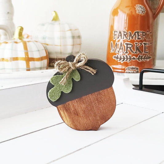 Wood Acorn Fall Wood Shapes Home Decor Farmhouse Tiered Tray Decor Wood Block