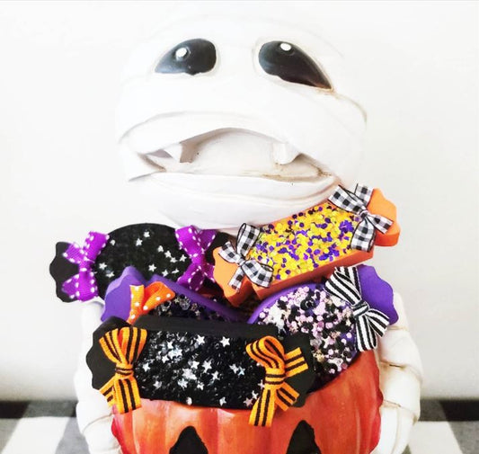 Halloween Wood Candy Halloween Farmhouse Tiered Tray Decor