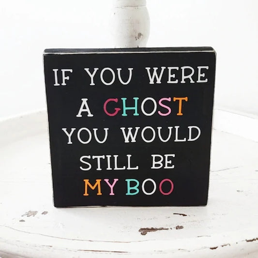 Ghost Decor Halloween Ghost Tiered Tray Decor Set Wood Ghost Sign Wood Bead Garland Ghost Bookstack
