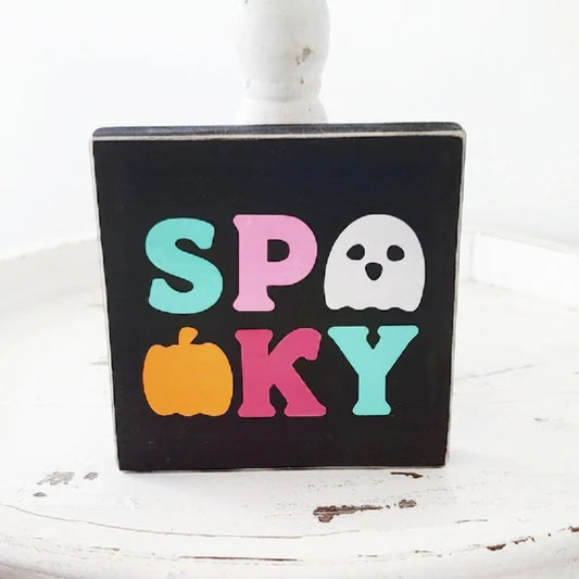 Ghost Decor Halloween Ghost Tiered Tray Decor Set Wood Ghost Sign Wood Bead Garland Ghost Bookstack