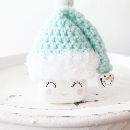 Christmas Marshmallow Mug Hat Santa Hat Snowman Bell Farmhouse Kitchen Tiered Tray Decor