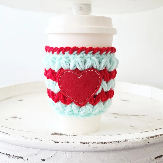 Valentine's Day Crochet Cup Cozy Bottle Cozy Coffee Cup Sleeve