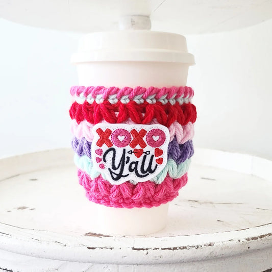 Valentine's Day Crochet Cup Cozy Bottle Cozy Coffee Cup Sleeve