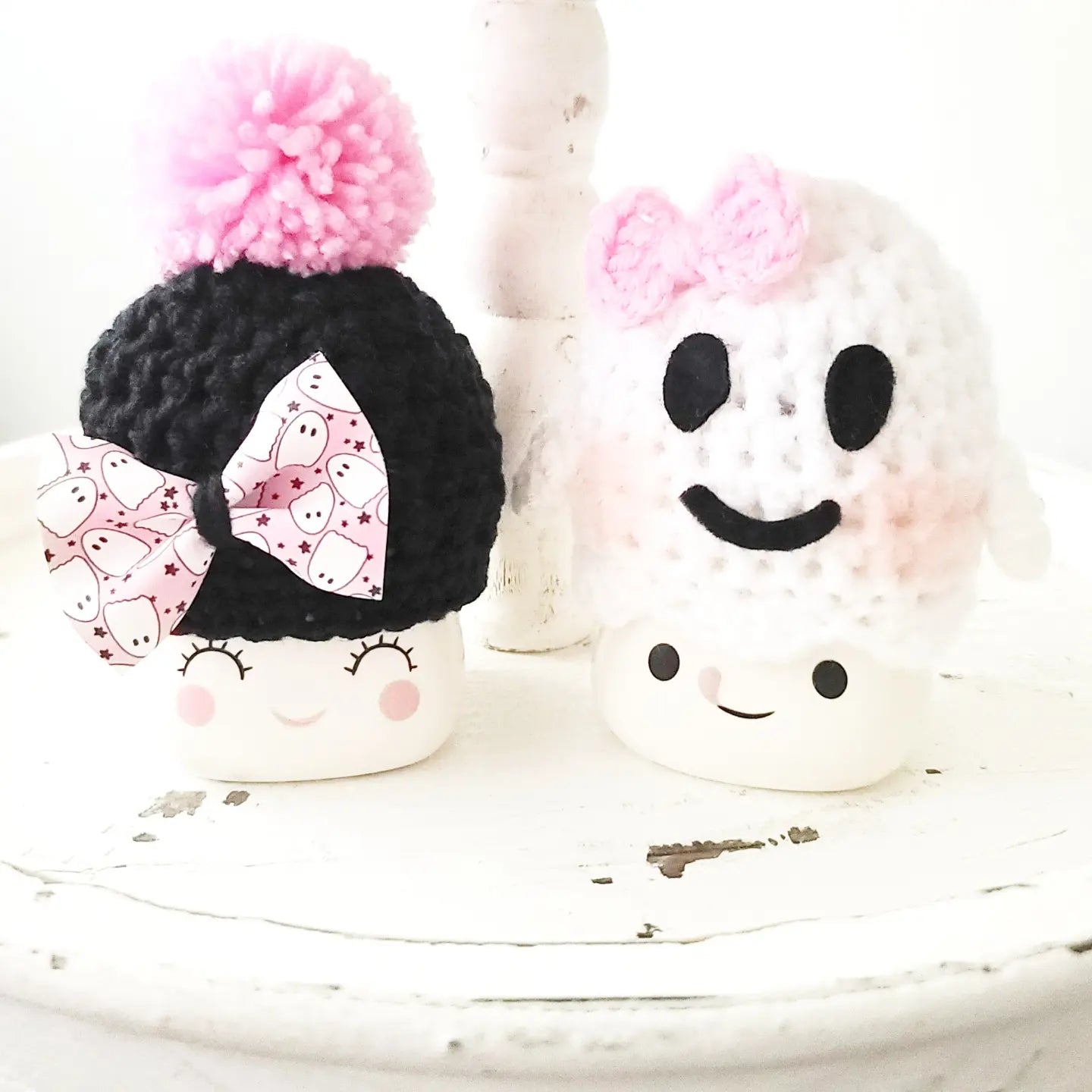 Halloween Marshmallow Mug Hat Pink Ghost Decor Halloween Farmhouse Tiered Tray Decor