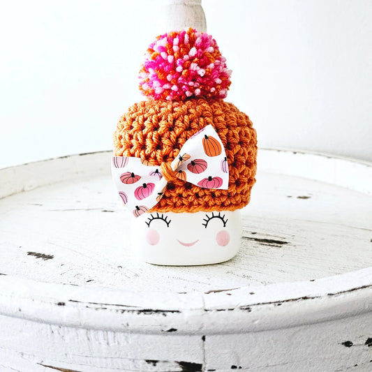 Fall Marshmallow Mug Hat Pink Pumpkin Farmhouse Tiered Tray Decor