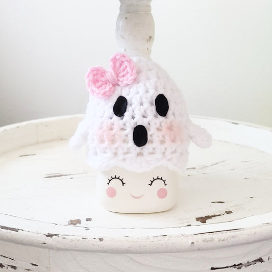 Halloween Marshmallow Mug Hat Pink Ghost Spooky Boo Haunted Farmhouse Tiered Tray Decor Pastel Halloween Decor