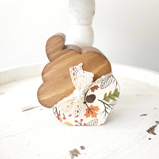Wood Acorn Fall Wood Shapes Home Decor Farmhouse Tiered Tray Decor Wood Block