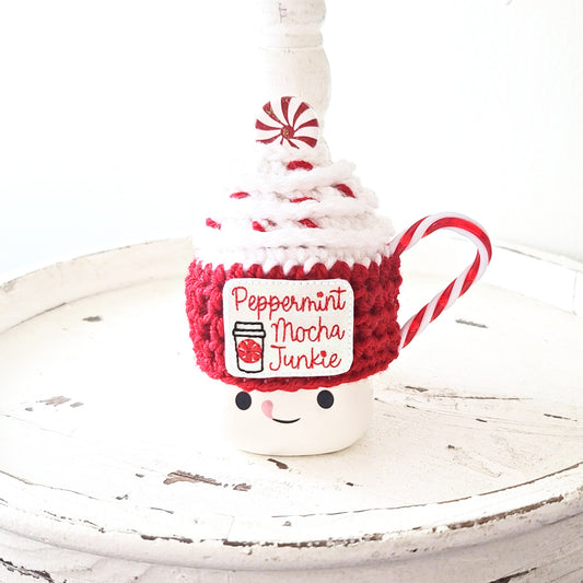 Christmas Marshmallow Mug Hat Peppermint Mocha Winter Farmhouse Kitchen Tiered Tray Decor