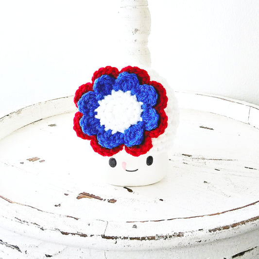 4th Of July Flower Marshmallow Mug Hat Patriotic Farmhouse Kitchen Tiered Tray Decor Crochet Hat