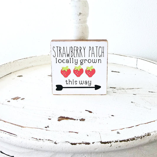 Strawberry Wood Sign Summer Farmhouse Kitchen Tiered Tray Decor Fruit Decor
