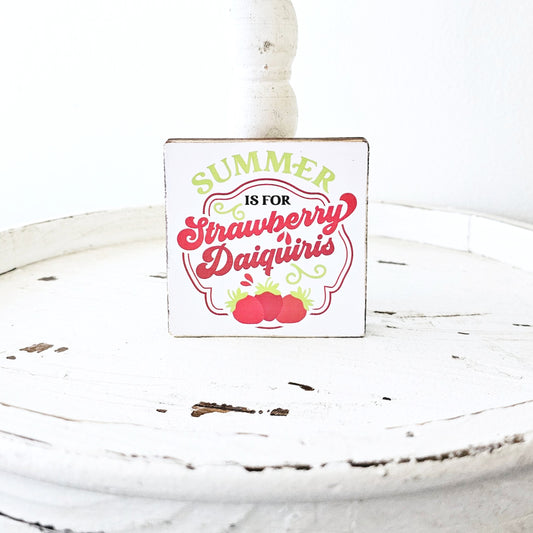 Strawberry Wood Sign Summer Farmhouse Kitchen Tiered Tray Decor Fruit Decor