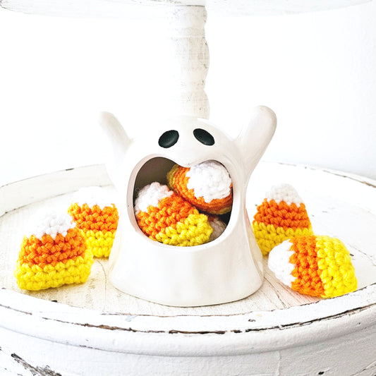 Crochet Candy Corn Pieces Bowl Filler Halloween Tiered Tray Farmhouse Decor