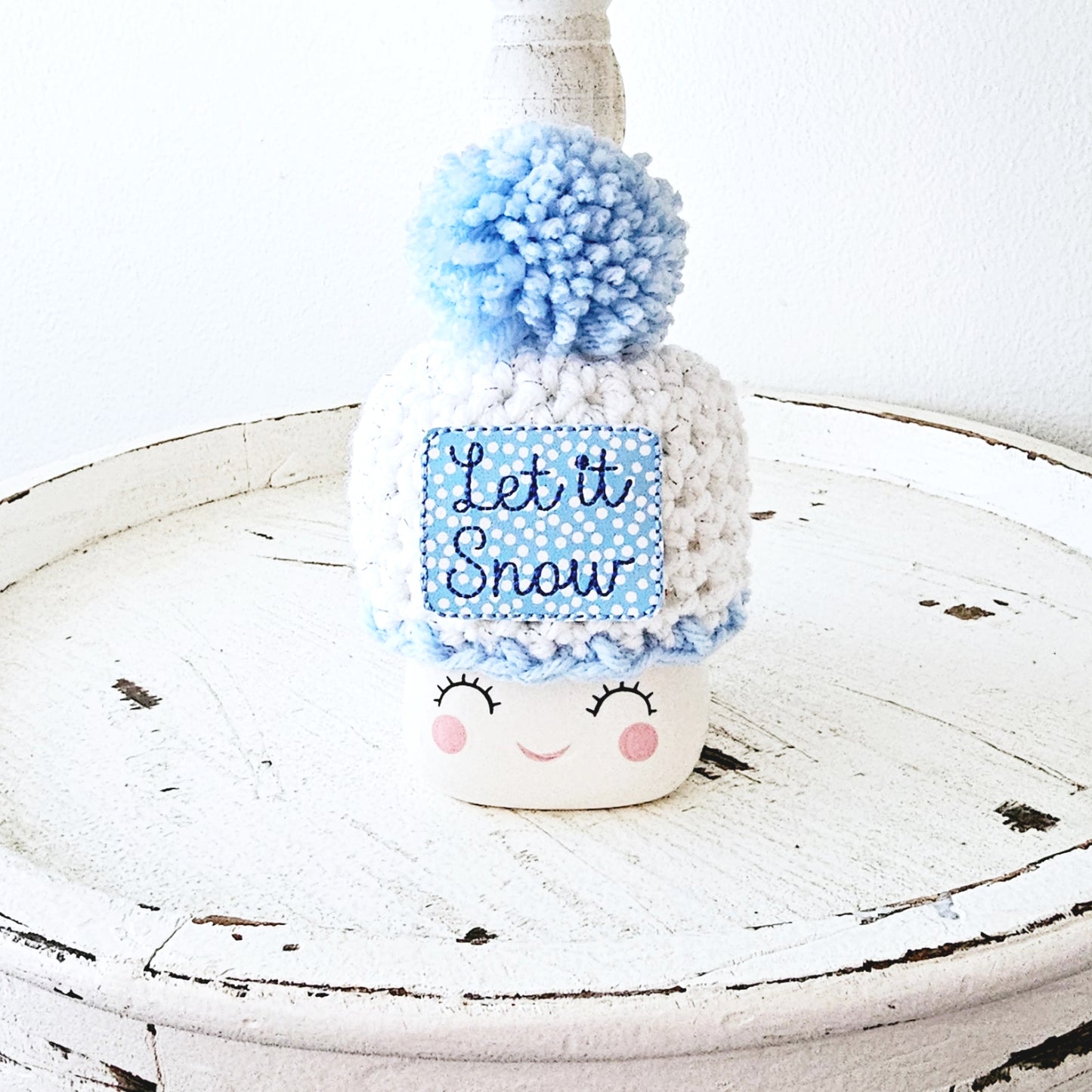 Christmas Marshmallow Mug Hat Let It Snow Winter Farmhouse Kitchen Tiered Tray Decor