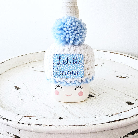 Christmas Marshmallow Mug Hat Let It Snow Winter Farmhouse Kitchen Tiered Tray Decor