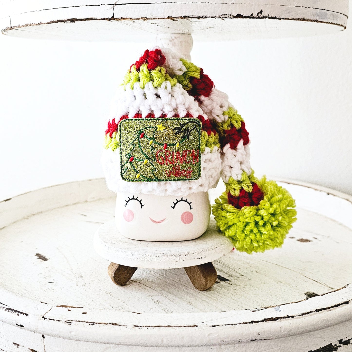 Christmas Marshmallow Mug Hat Grinch Vibes Grinch Decor Farmhouse Kitchen Tiered Tray Decor