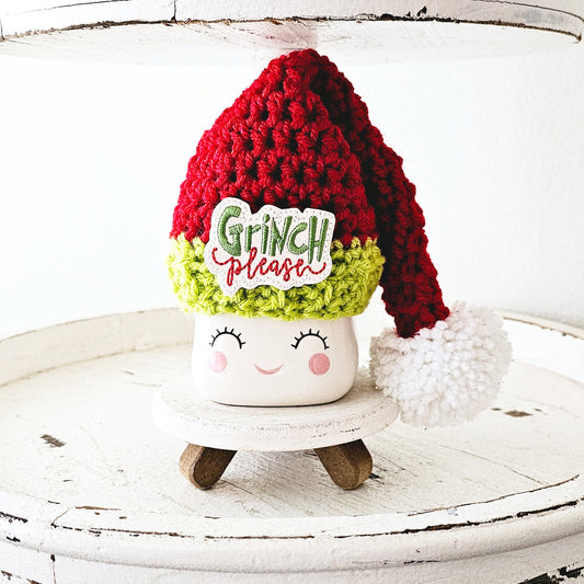 Christmas Marshmallow Mug Hat Grinch Please Grinch Decor Farmhouse Kitchen Tiered Tray Decor