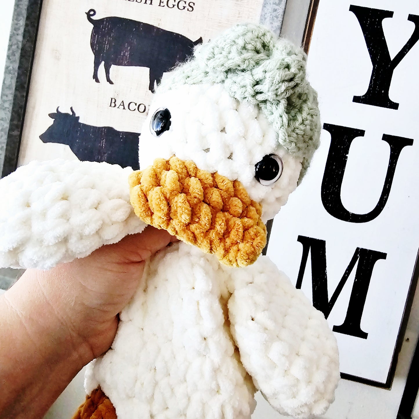 Crochet Duck Snuggler Lovey Infant Baby Toddler Toy