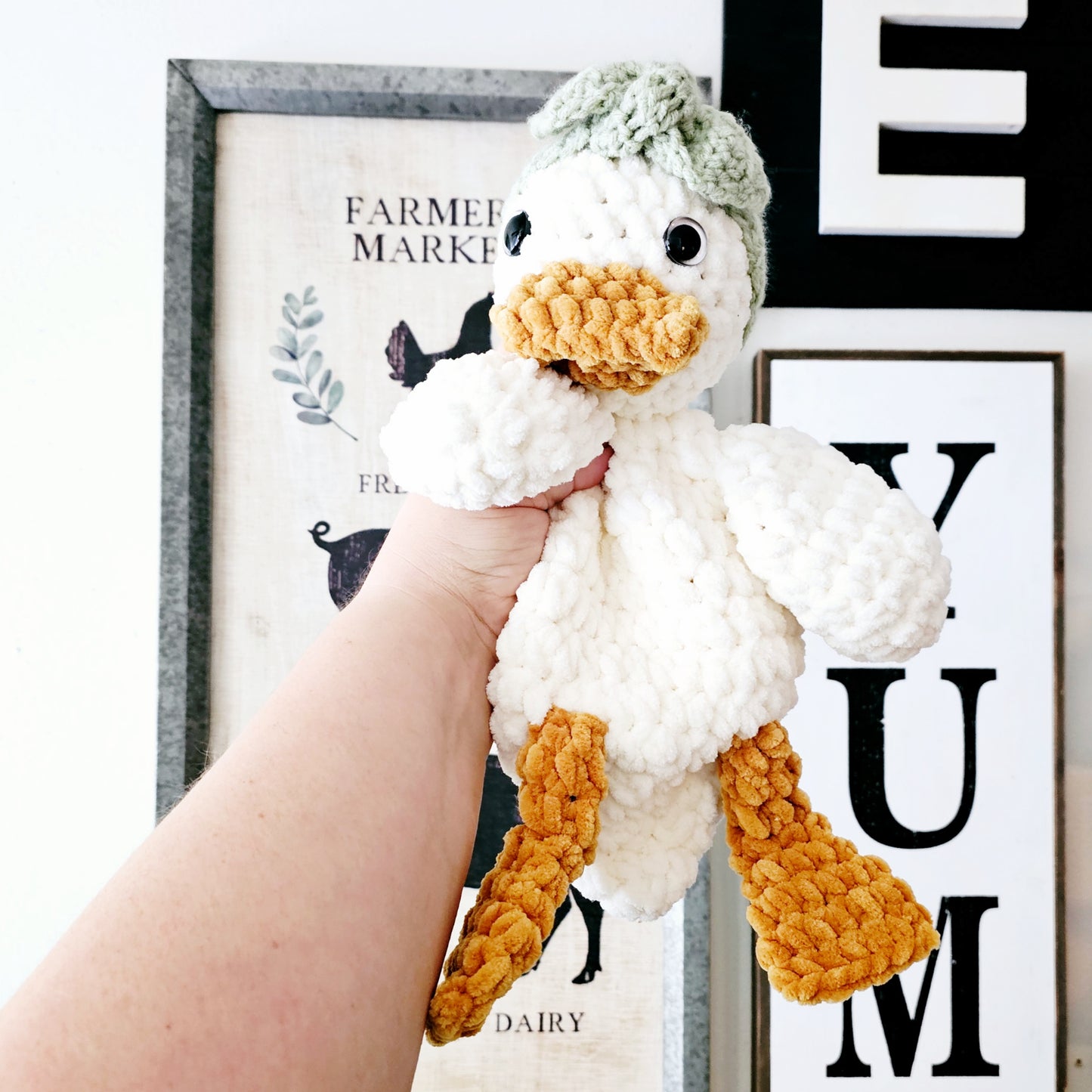 Crochet Duck Snuggler Lovey Infant Baby Toddler Toy
