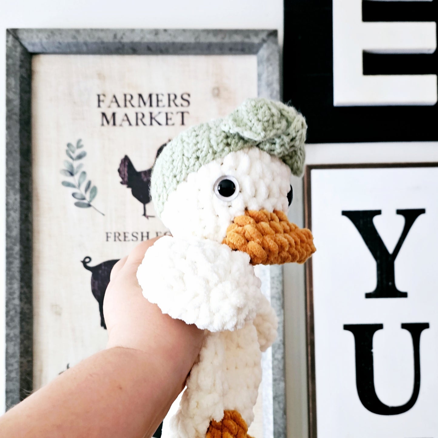 Crochet Duck Snuggler Lovey Infant Baby Toddler Toy