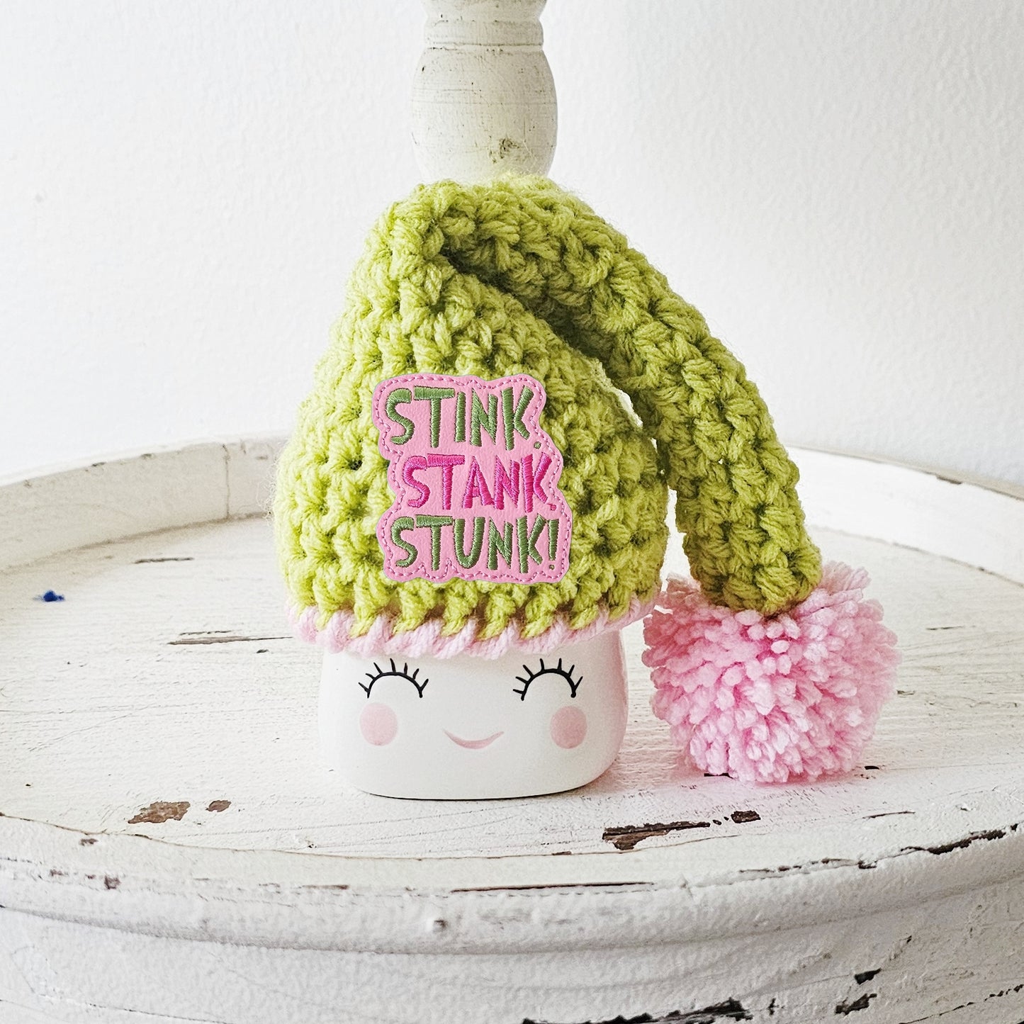 Christmas Marshmallow Mug Hat Stink Stank Stunk Pink Grinch Decor Farmhouse Kitchen Tiered Tray Decor