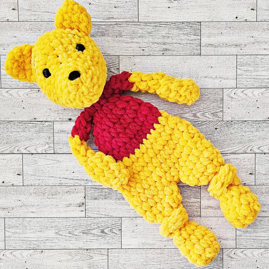 Crochet Pooh Bear Winnie The Pooh Snuggler Lovey Infant Baby Toddler Toy