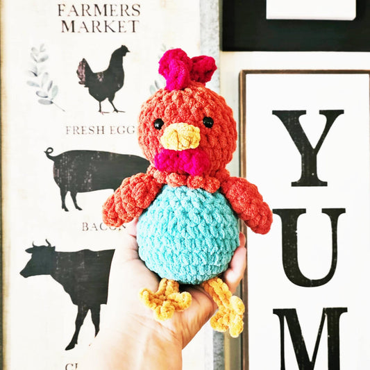 Crochet Rooster Plushie Toy Farm Animal Nursery Decor Rooster Plush Amigurumi Stuffed Animal