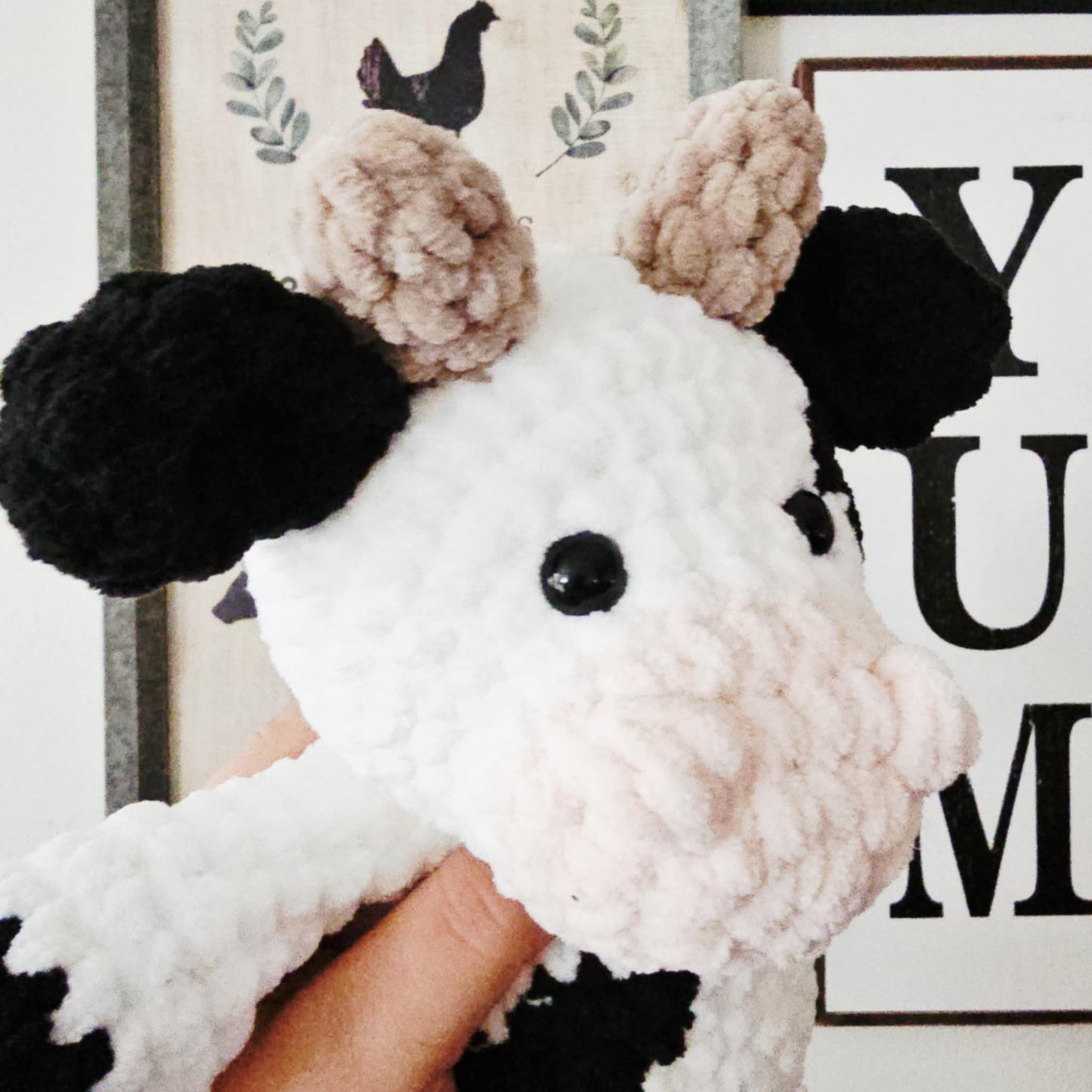 Crochet Cow Plushie Stuffed Animal Infant Toddler Baby Toy Nursery Decor Baby Shower Gift