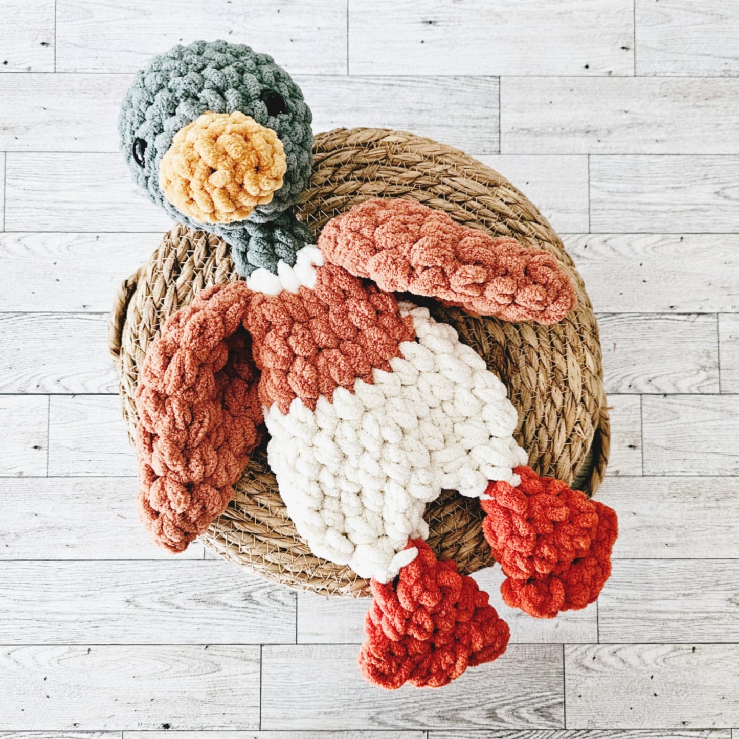 Crochet Mallard Duck Snuggler Lovey Infant Baby Toddler Toy