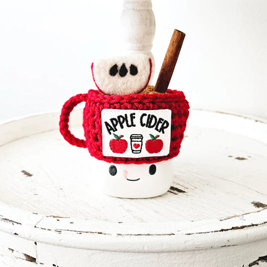 Fall Marshmallow Mug Hat Apple Cider Farmhouse Tiered Tray Decor