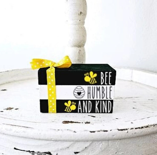 Wood Book Stack Farm Fresh Honey Bee Farmhouse Tiered Tray Decor