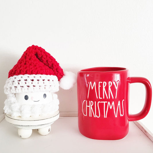 Christmas Marshmallow Mug Hat Santa Claus Mrs. Claus Winter Farmhouse Kitchen Tiered Tray Decor