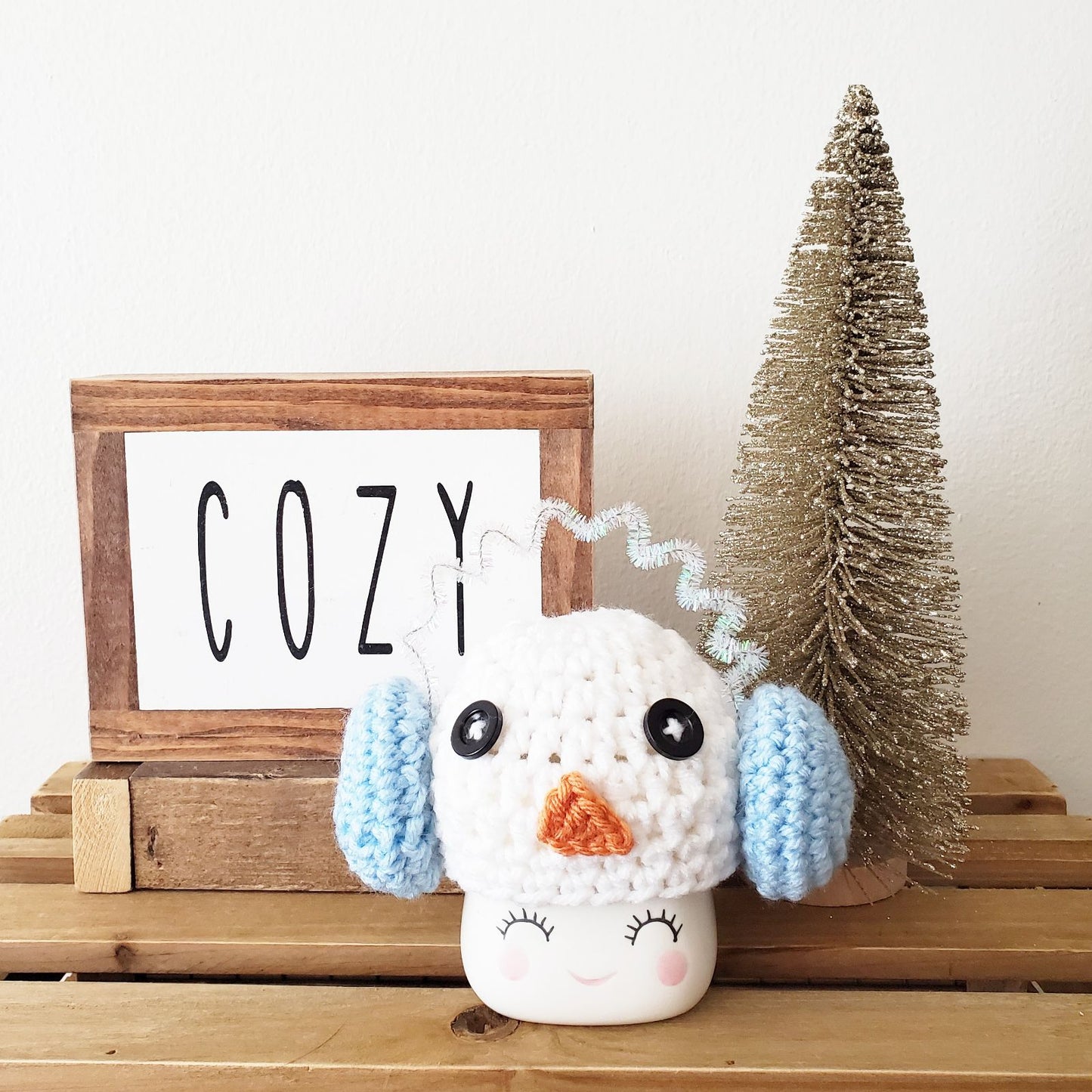 Christmas Marshmallow Mug Hat Snowman Winter Farmhouse Kitchen Tiered Tray Decor