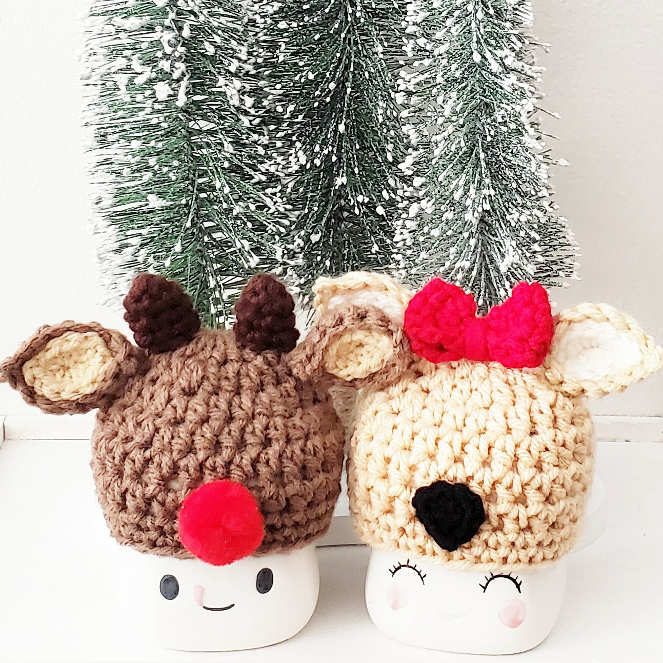 Christmas Marshmallow Mug Hat Rudolph Clarice Reindeer Winter Farmhouse Kitchen Tiered Tray Decor