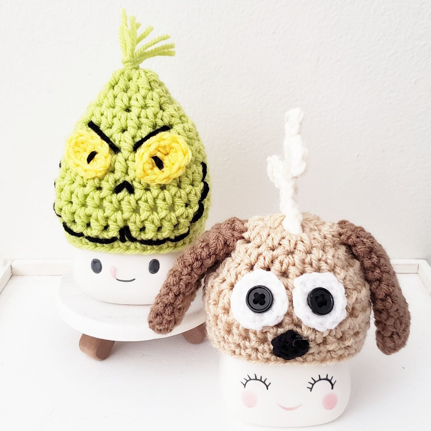 Christmas Marshmallow Mug Hat Grinch Cindy Lou Who Max Dog Grinch Decor Farmhouse Kitchen Tiered Tray Decor