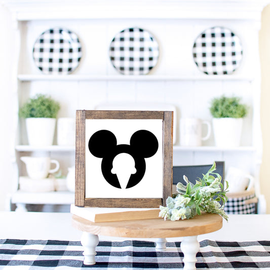 Ice Cream Wood Sign Mickey Mouse Minnie Mouse Ice Cream Farmhouse Kitchen Tiered Tray Decor